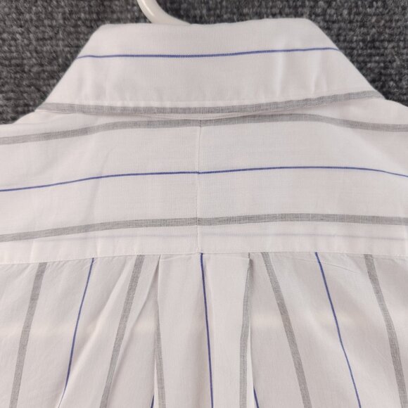 Gitman Bros Lightweight White Gray Blue Cotton Polyester Men 15.5 32 USA Striped - Picture 16 of 16